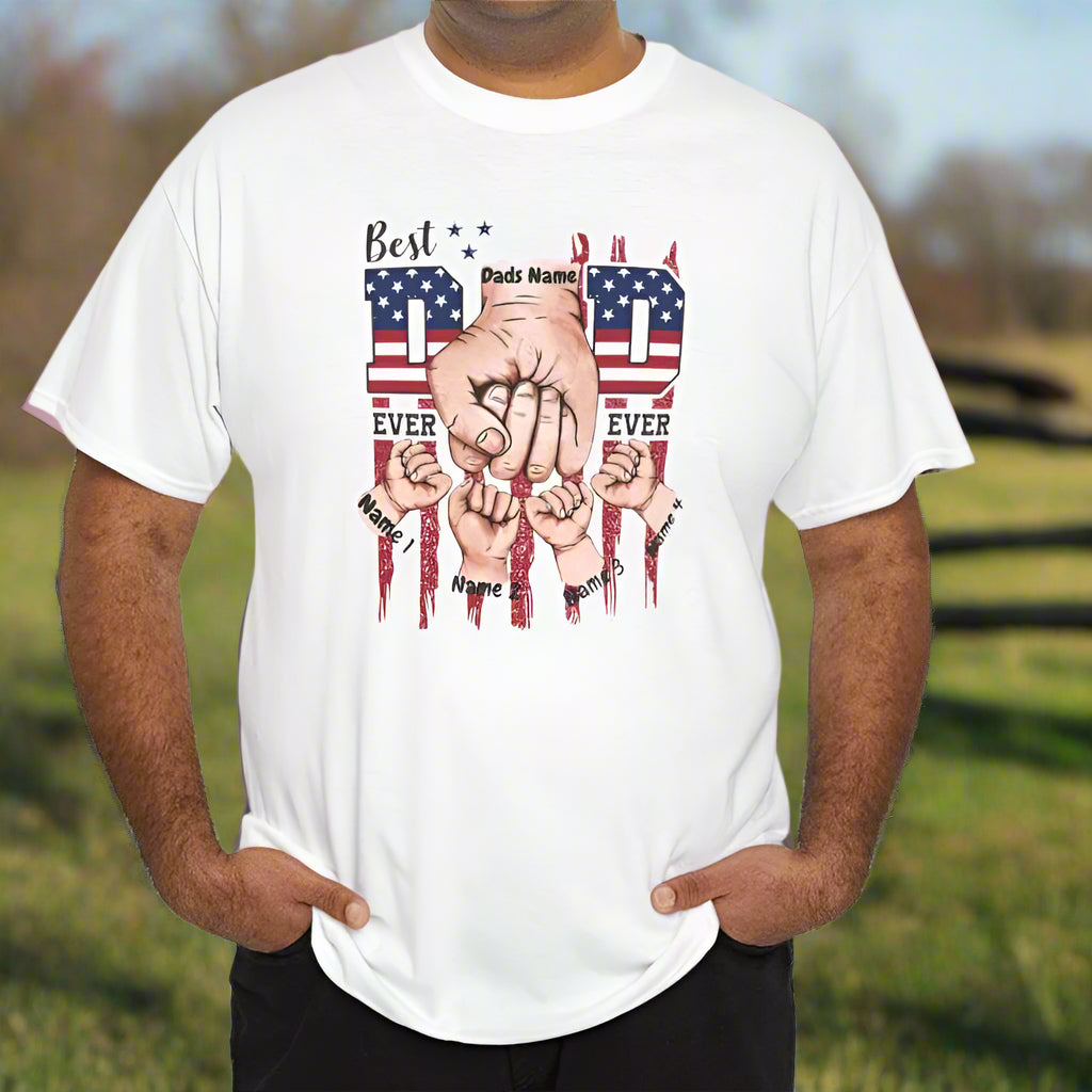 Proud Dad & Kids Fist Bump Tee (Personalize) - Kim’s Signature Beauty & Accessories    