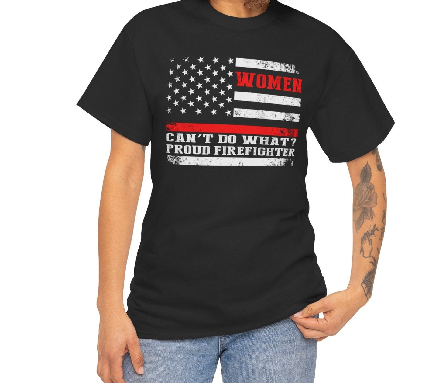 Proud Woman Firefighter |  Cotton Tee - Kim’s Signature Beauty & Accessories    