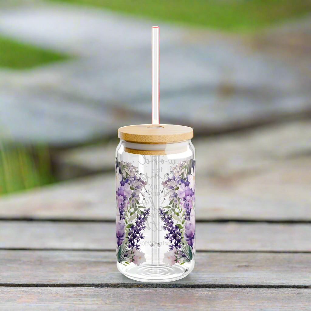 Psalm 119:105 Inspirational Sipper Glass with Floral Design - Kim’s Signature Beauty & Accessories    