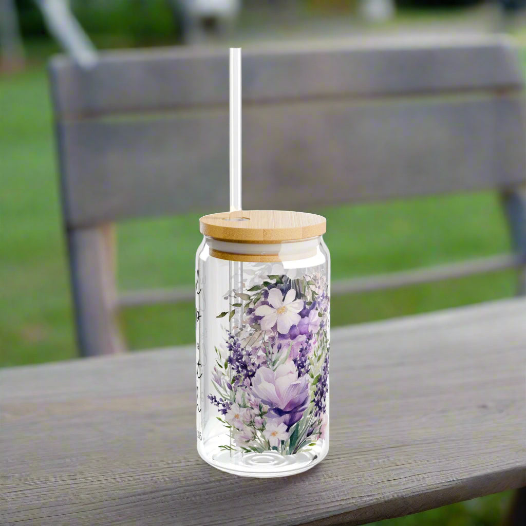 Psalm 119:105 Inspirational Sipper Glass with Floral Design - Kim’s Signature Beauty & Accessories    