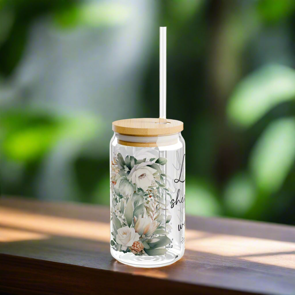 Psalm 23:1 Glass Sipper - 16oz - Kim’s Signature Beauty & Accessories    