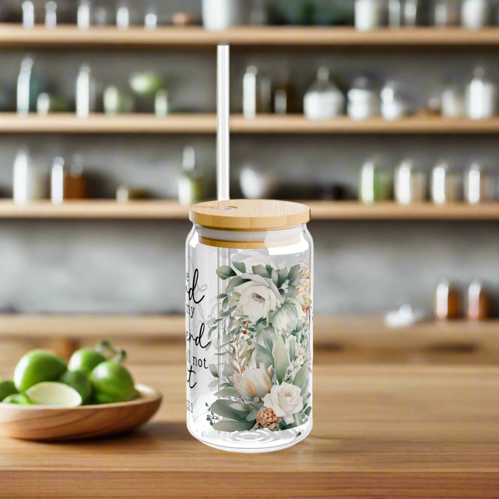 Psalm 23:1 Glass Sipper - 16oz - Kim’s Signature Beauty & Accessories    