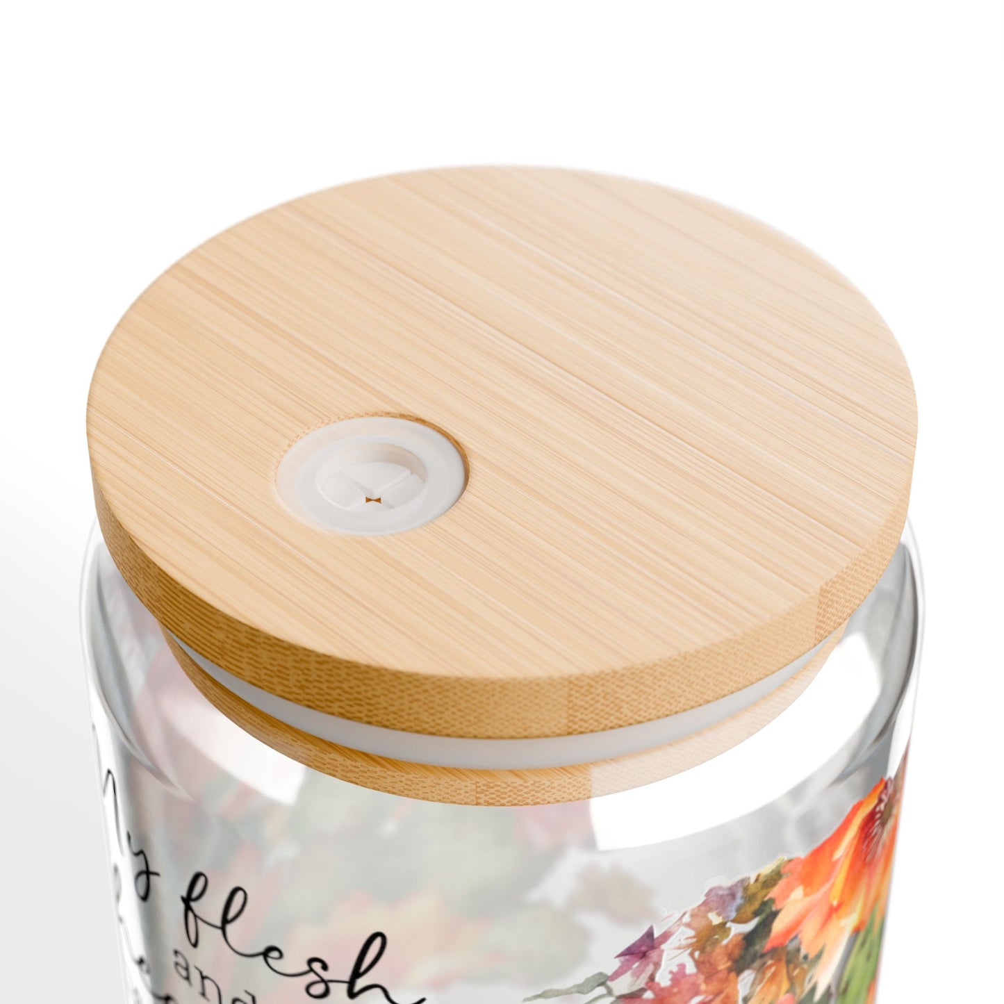 Psalm 73:26 Floral Sipper Glass- 16oz - Kim’s Signature Beauty & Accessories    