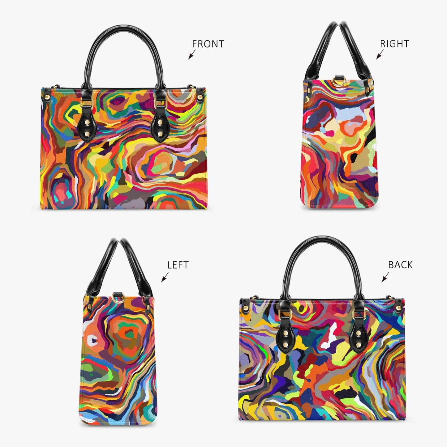 Psychedelic Swirl PU Leather Handbag - Kim’s Signature Beauty & Accessories    
