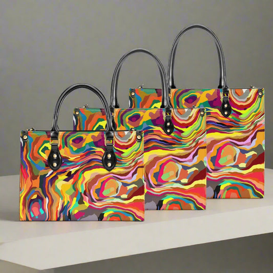 Psychedelic Swirl PU Leather Handbag - Kim’s Signature Beauty & Accessories    