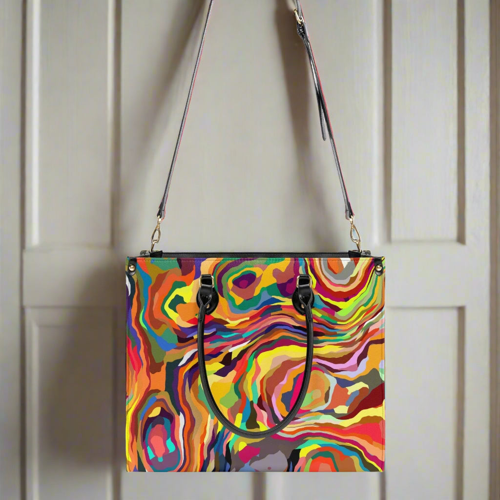 Psychedelic Swirl PU Leather Handbag - Kim’s Signature Beauty & Accessories    