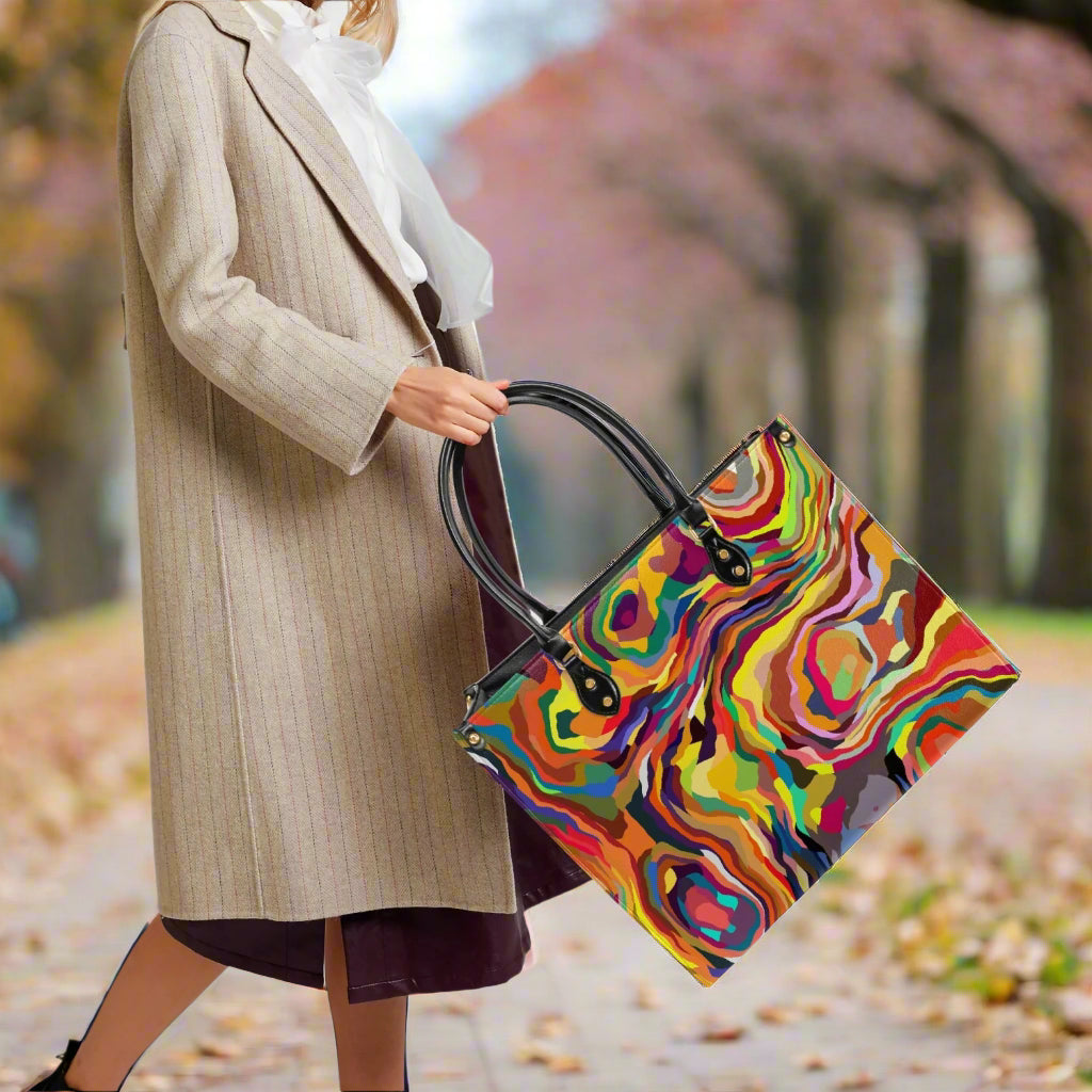 Psychedelic Swirl PU Leather Handbag - Kim’s Signature Beauty & Accessories    