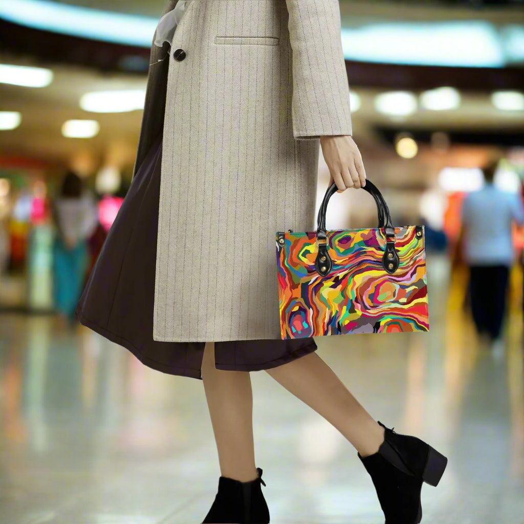 Psychedelic Swirl PU Leather Handbag - Kim’s Signature Beauty & Accessories    