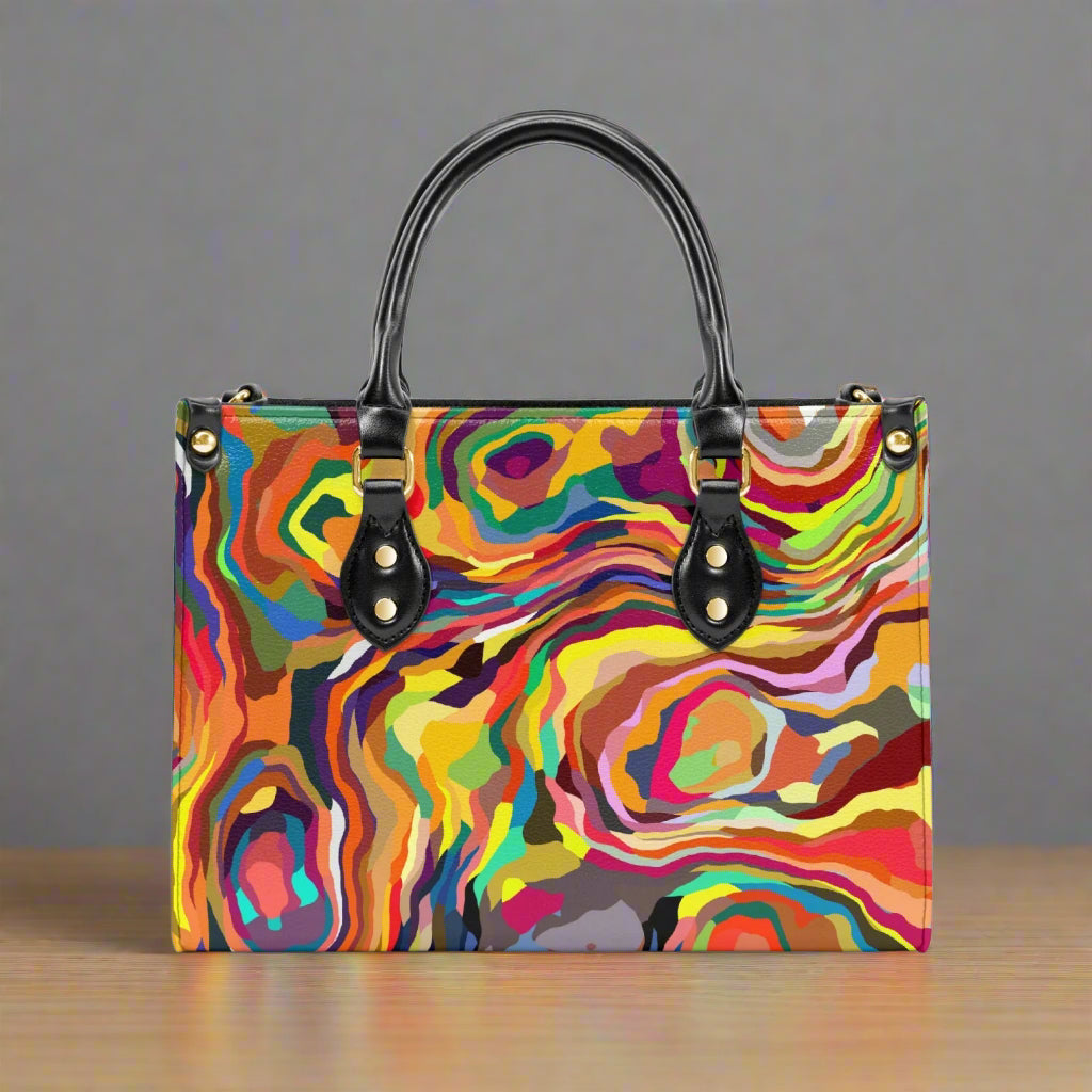 Psychedelic Swirl PU Leather Handbag - Kim’s Signature Beauty & Accessories    