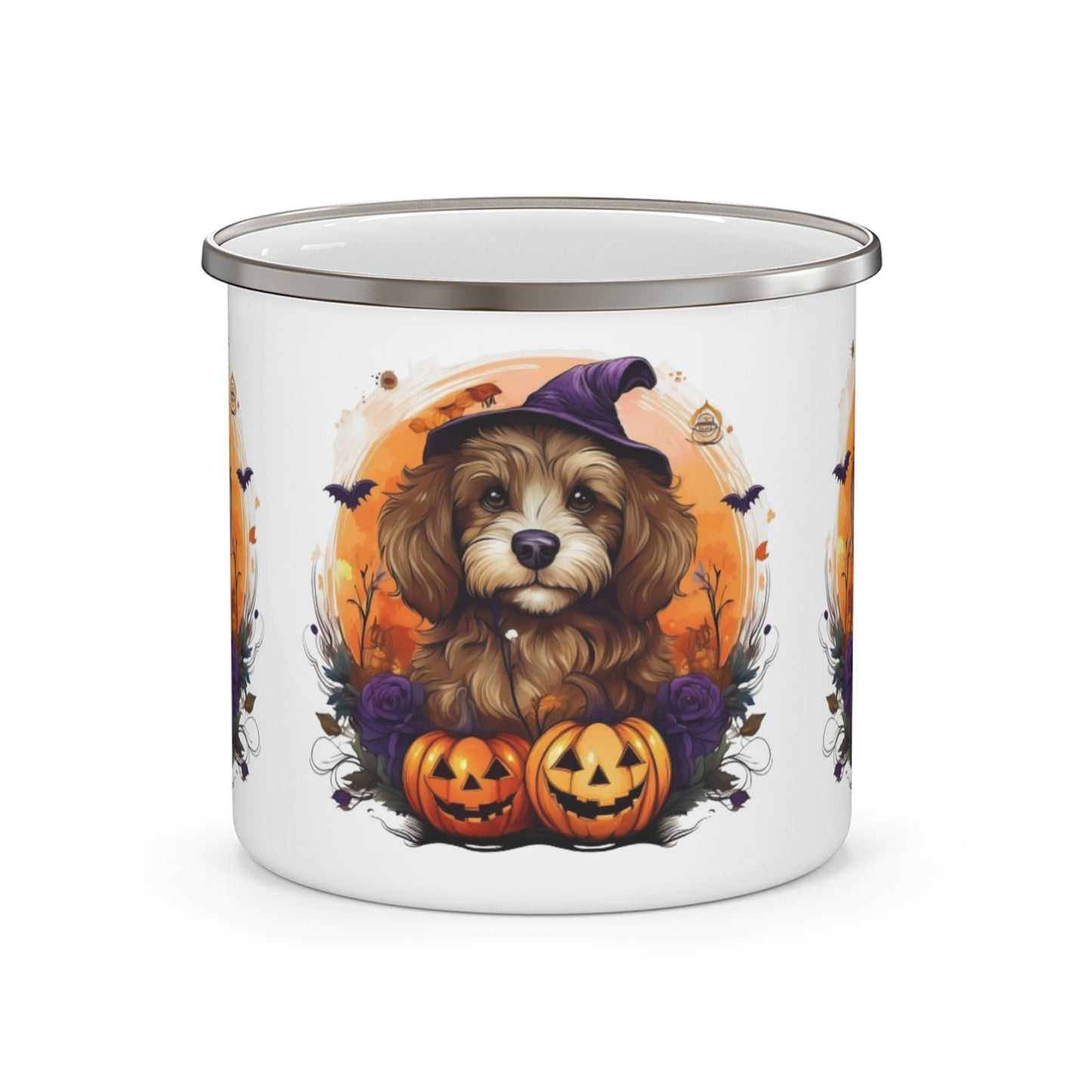 Pumpkins & Pup Enamel Camping Mug - Kim’s Signature Beauty & Accessories    