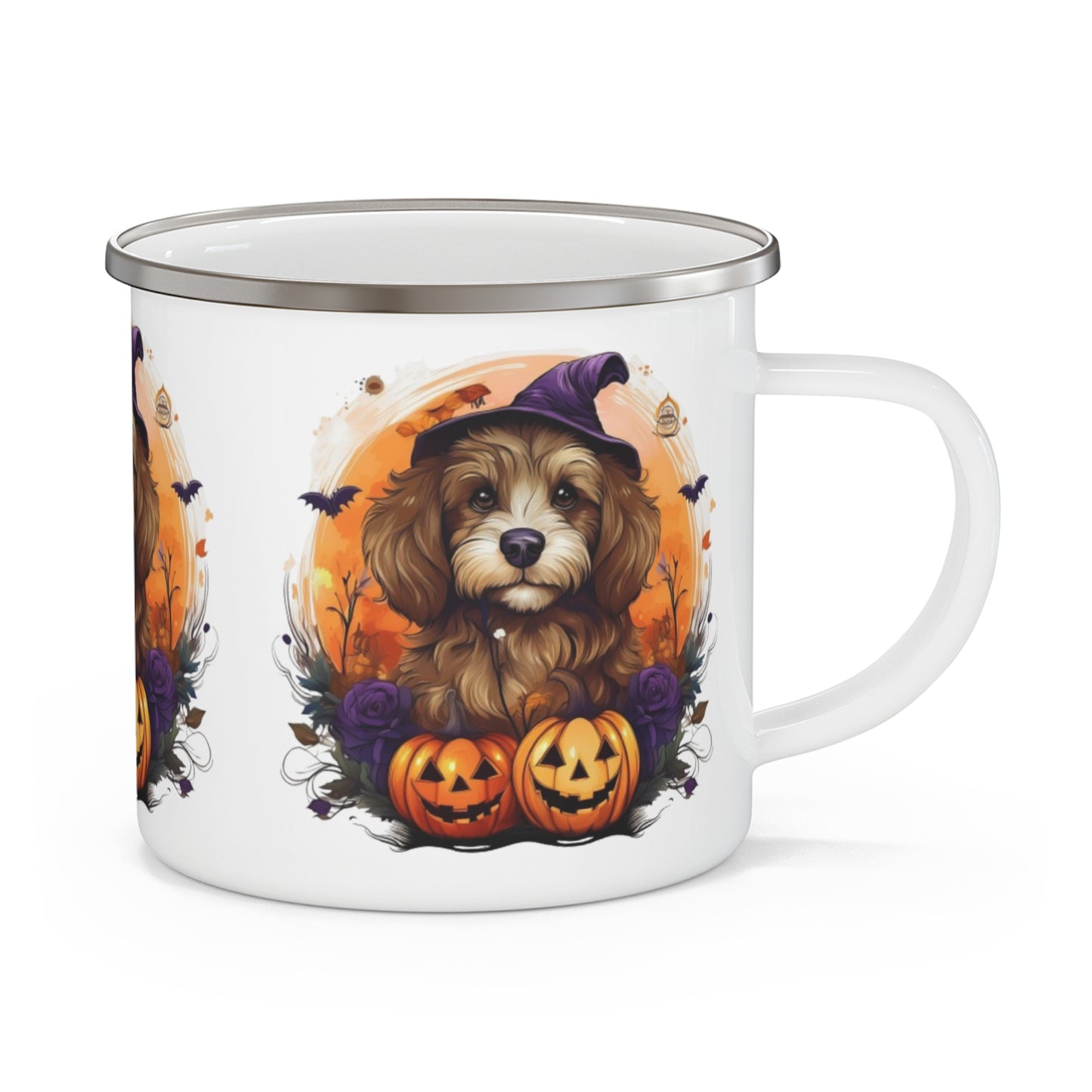 Pumpkins & Pup Enamel Camping Mug - Kim’s Signature Beauty & Accessories    