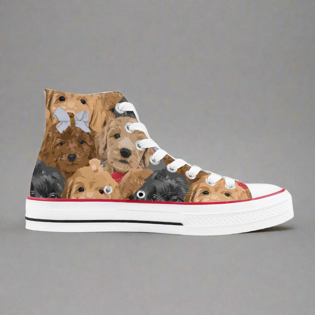 Puppy Parade High Top Sneakers – Canvas Dog Lover Shoes - Kim’s Signature Beauty & Accessories    