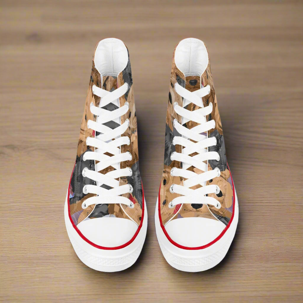 Puppy Parade High Top Sneakers – Canvas Dog Lover Shoes - Kim’s Signature Beauty & Accessories    