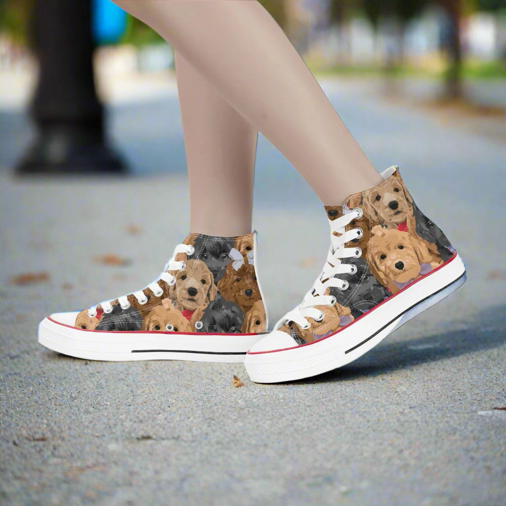 Puppy Parade High Top Sneakers – Canvas Dog Lover Shoes - Kim’s Signature Beauty & Accessories    