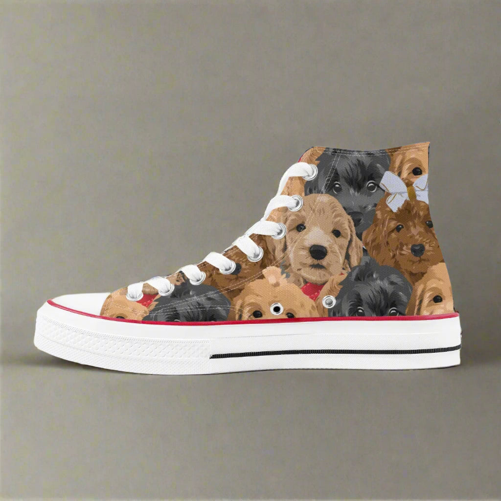 Puppy Parade High Top Sneakers – Canvas Dog Lover Shoes - Kim’s Signature Beauty & Accessories    