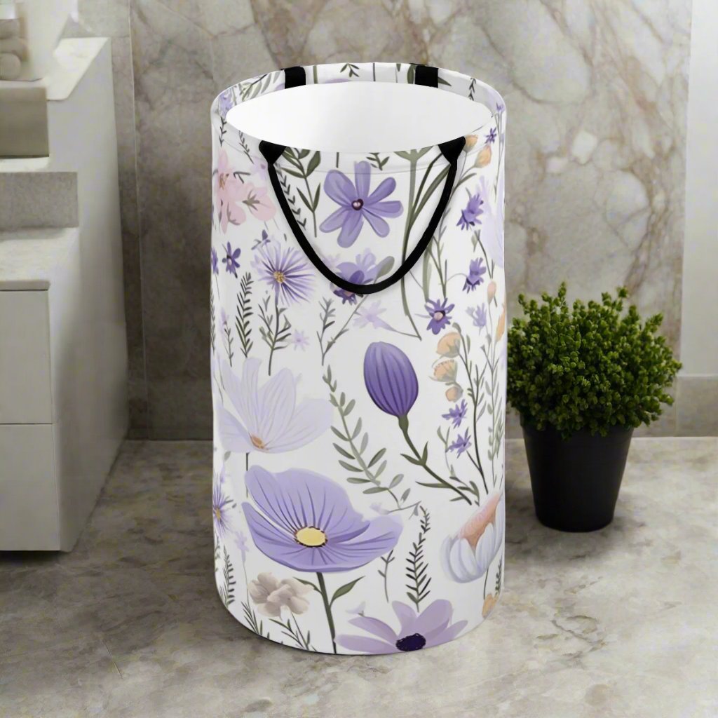 Purple Floral Foldable Laundry Basket - Kim’s Signature Beauty & Accessories    