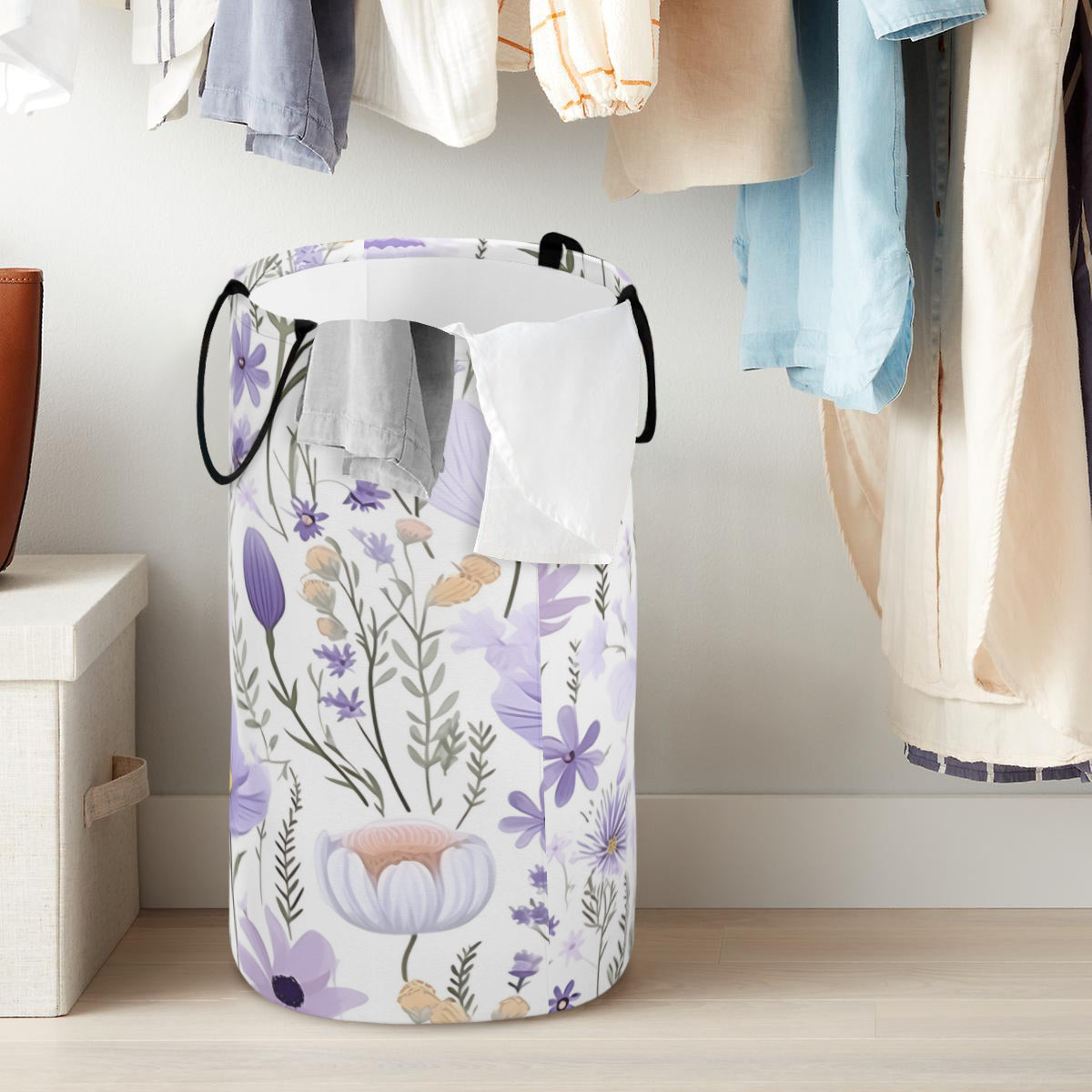 Purple Floral Foldable Laundry Basket - Kim’s Signature Beauty & Accessories    