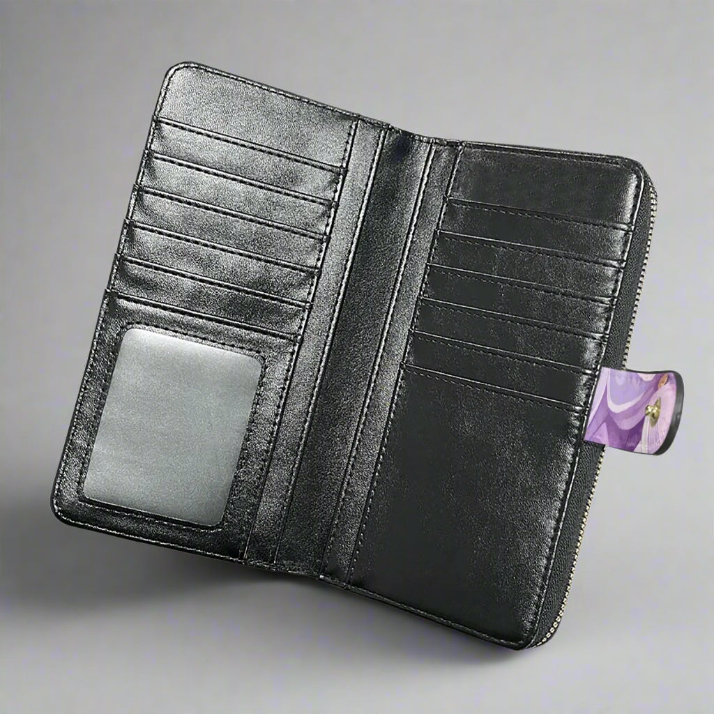 Purple Floral Long Leather Wallet - Kim’s Signature Beauty & Accessories    