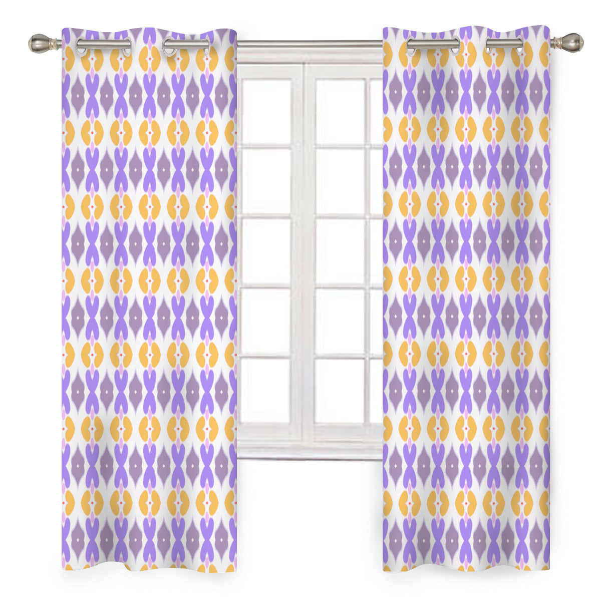 Purple & Gold Retro Print Blackout Curtains - 2 Panel Set - Kim’s Signature Beauty & Accessories    