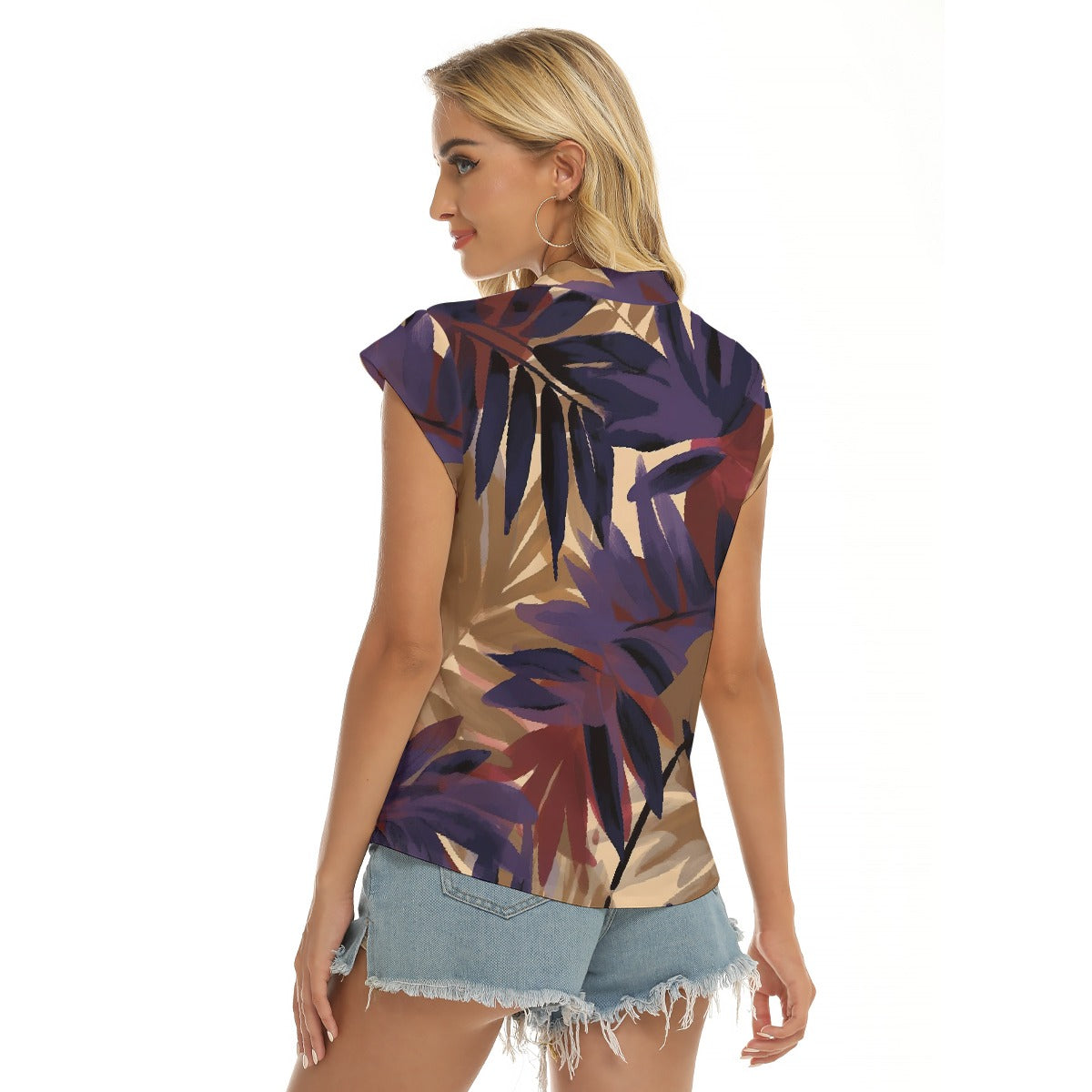 Purple Passion | V-neck Short Sleeve Blouse - Kim’s Signature Beauty & Accessories    