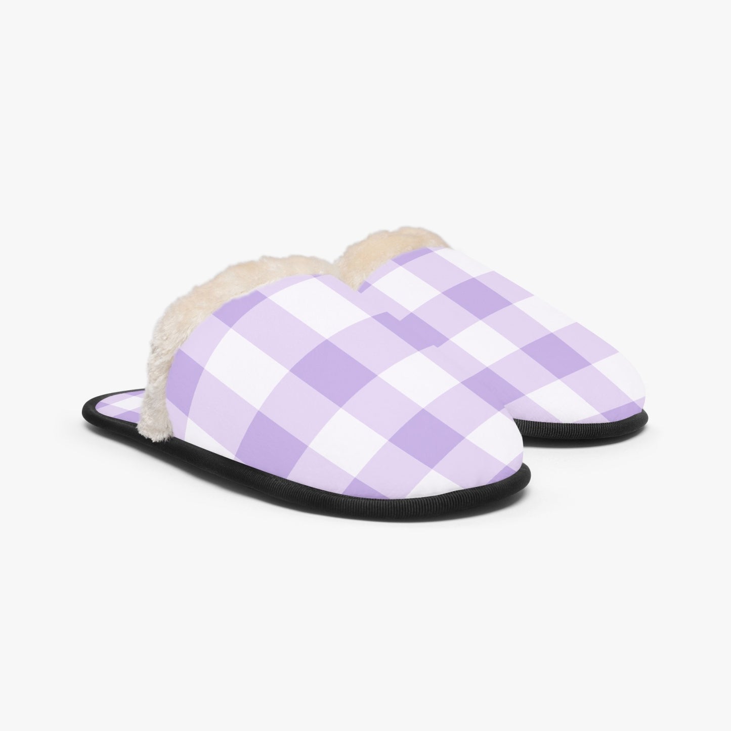 Purple & White Checkered | cozy slippers - Kim’s Signature Beauty & Accessories    