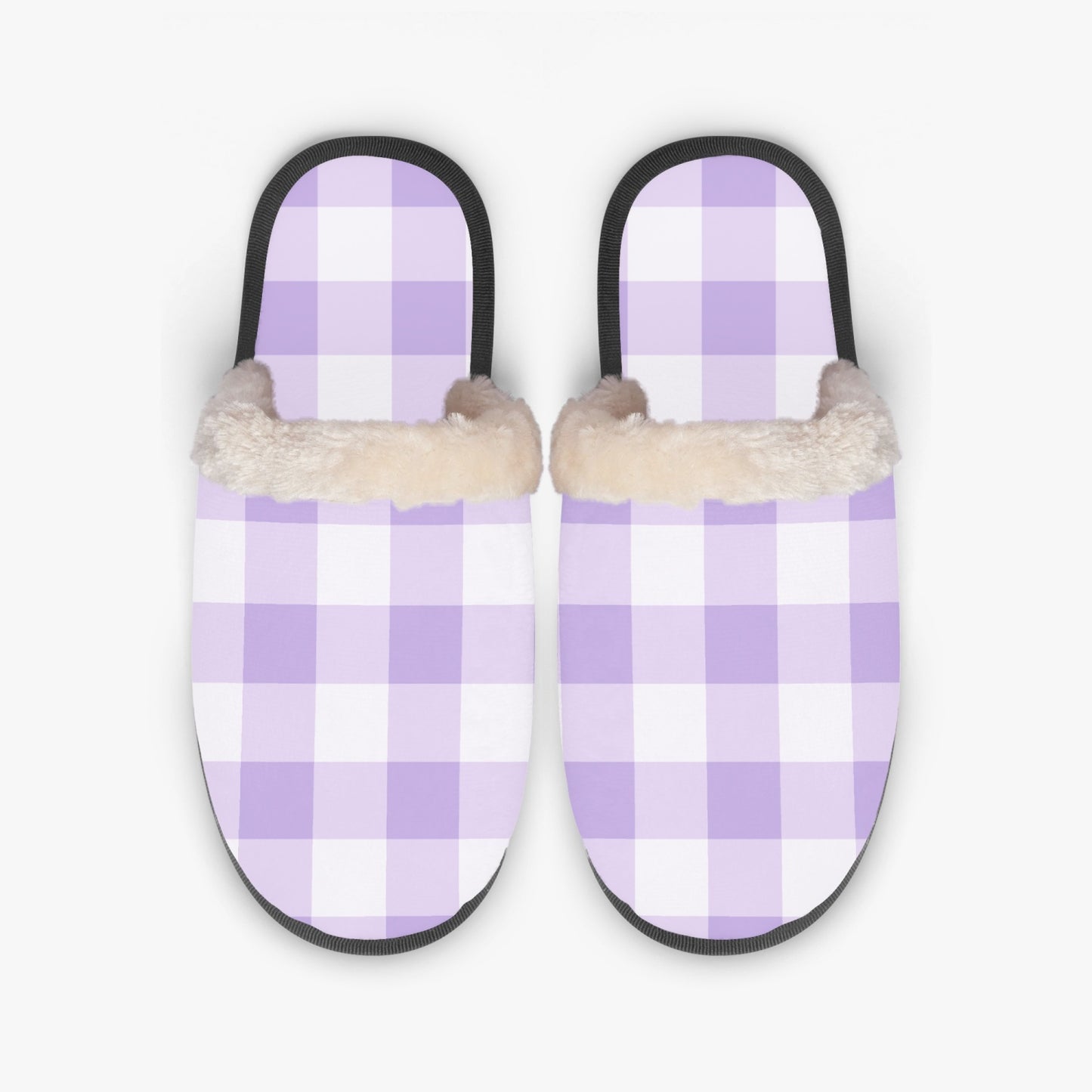 Purple & White Checkered | cozy slippers - Kim’s Signature Beauty & Accessories    