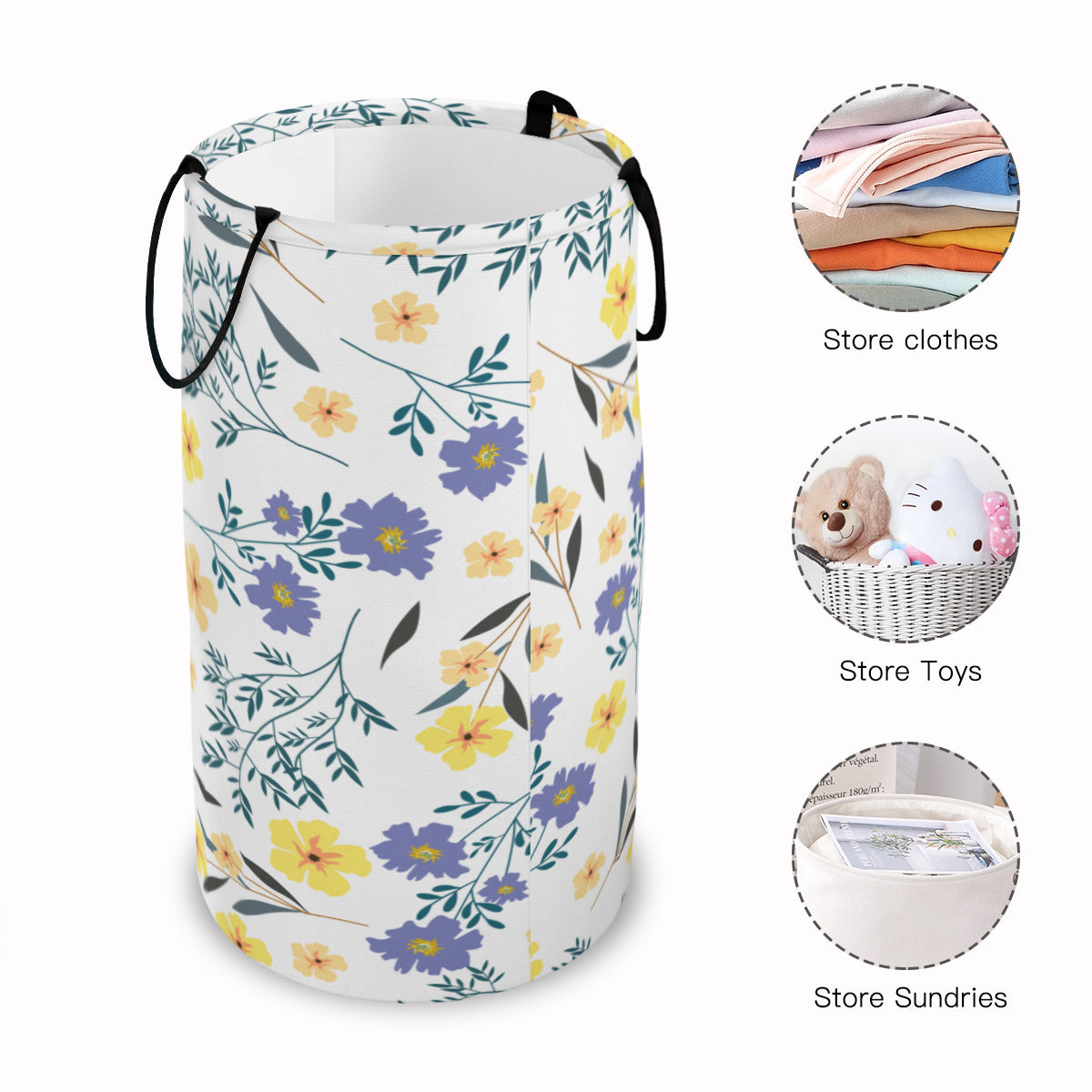 Purple & Yellow Floral Foldable laundry Basket - Kim’s Signature Beauty & Accessories    