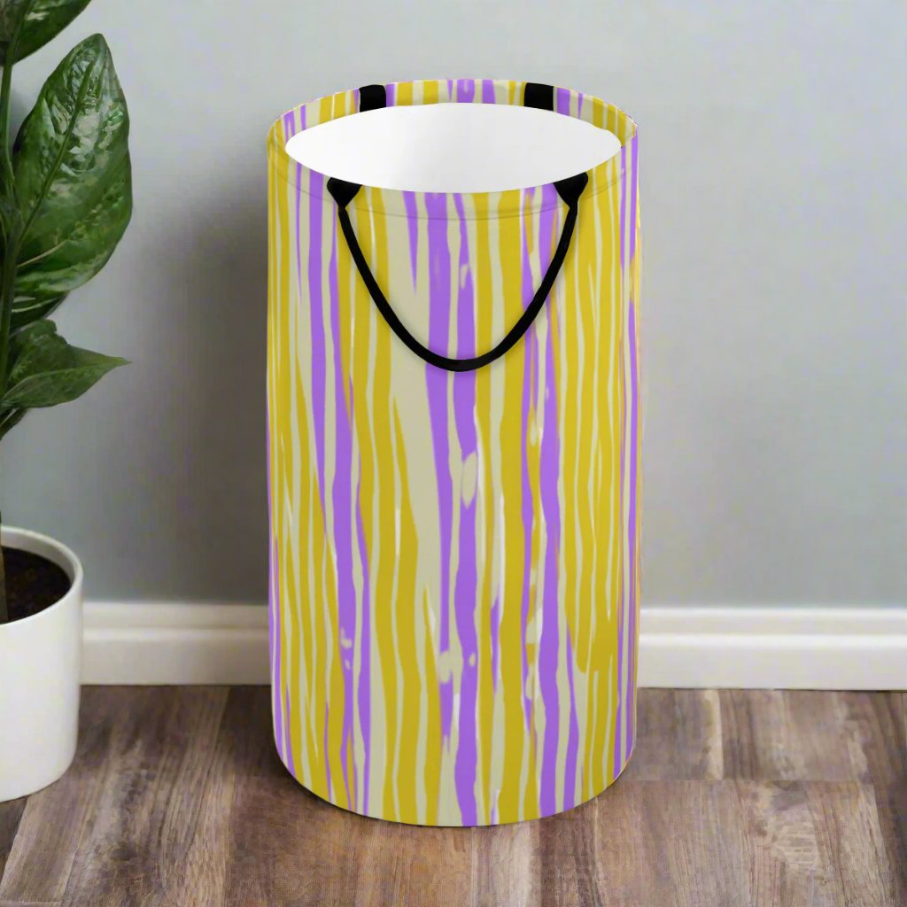 Purple & Yellow Stripe Foldable Basket - Kim’s Signature Beauty & Accessories    
