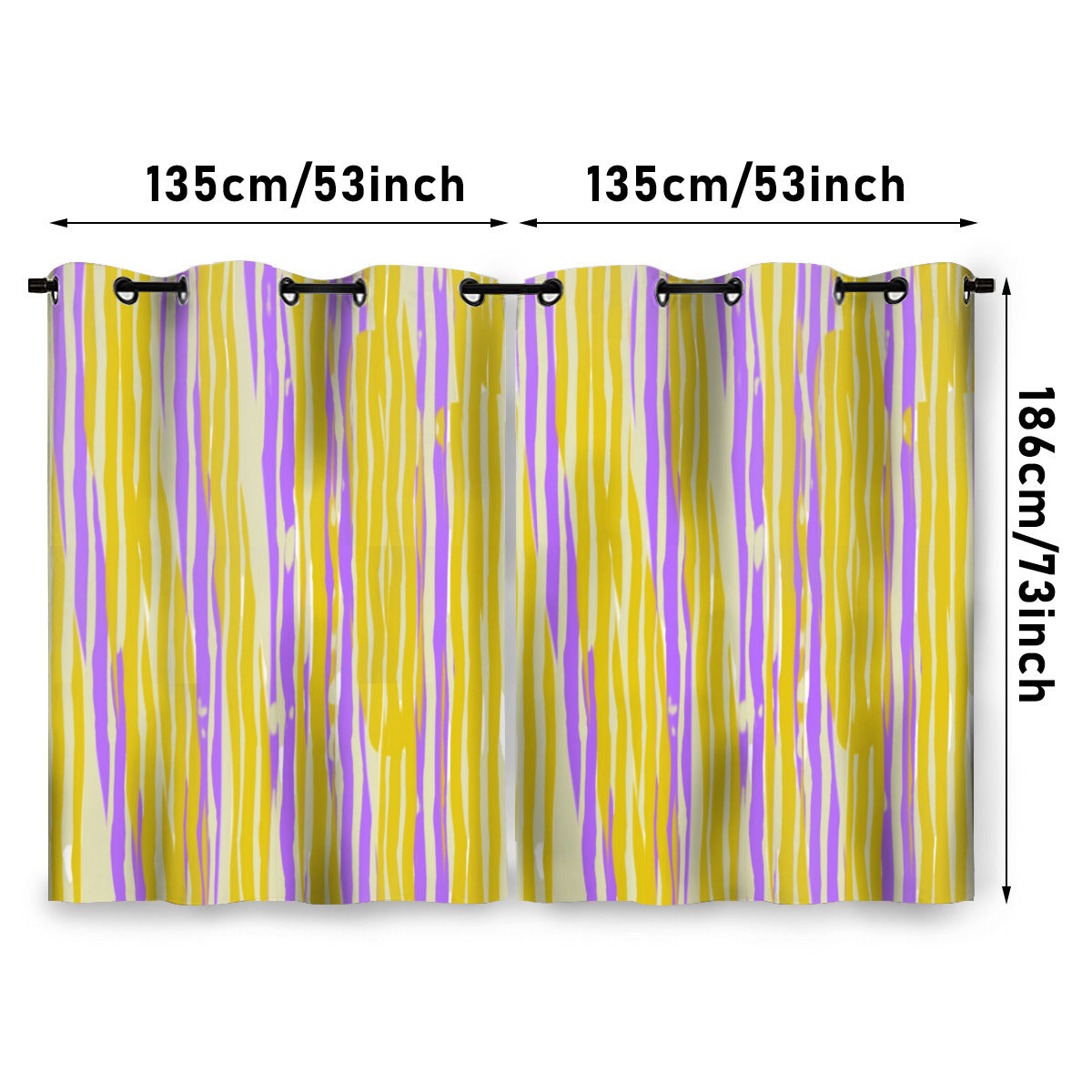 Purple & Yellow Striped Curtains - Kim’s Signature Beauty & Accessories    