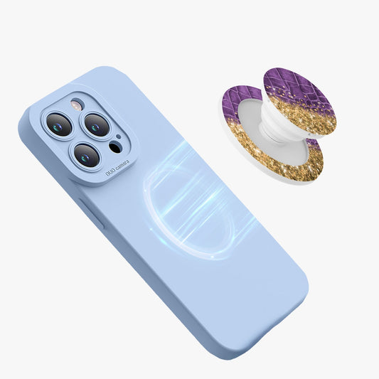 Purple leather & Glitter Magnetic Collapsible Grip and Stand - Kim’s Signature Beauty & Accessories    