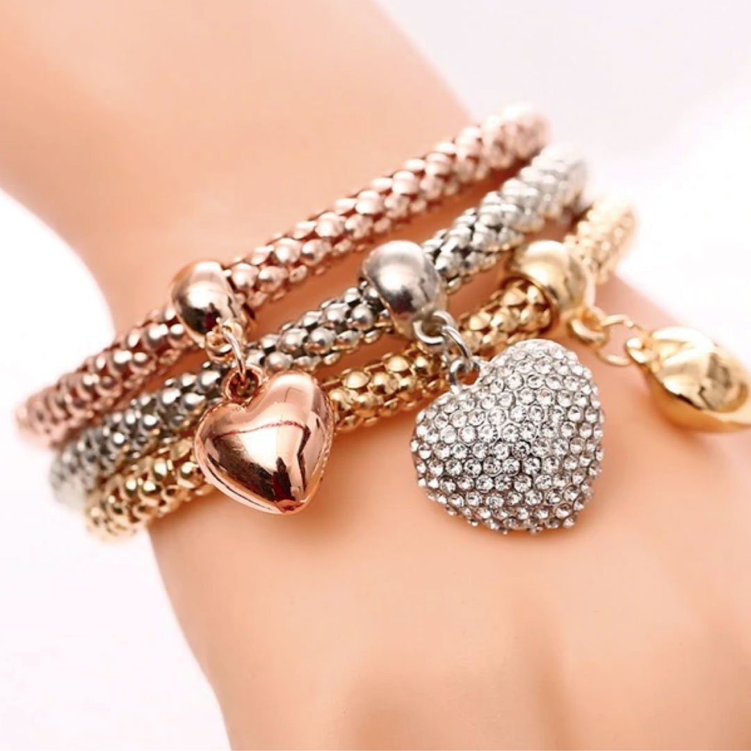 Radiant Hearts Trio Bracelet Set - Kim’s Signature Beauty & Accessories