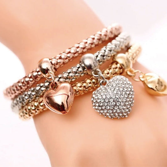 Radiant Hearts Trio Bracelet Set - Kim’s Signature Beauty & Accessories