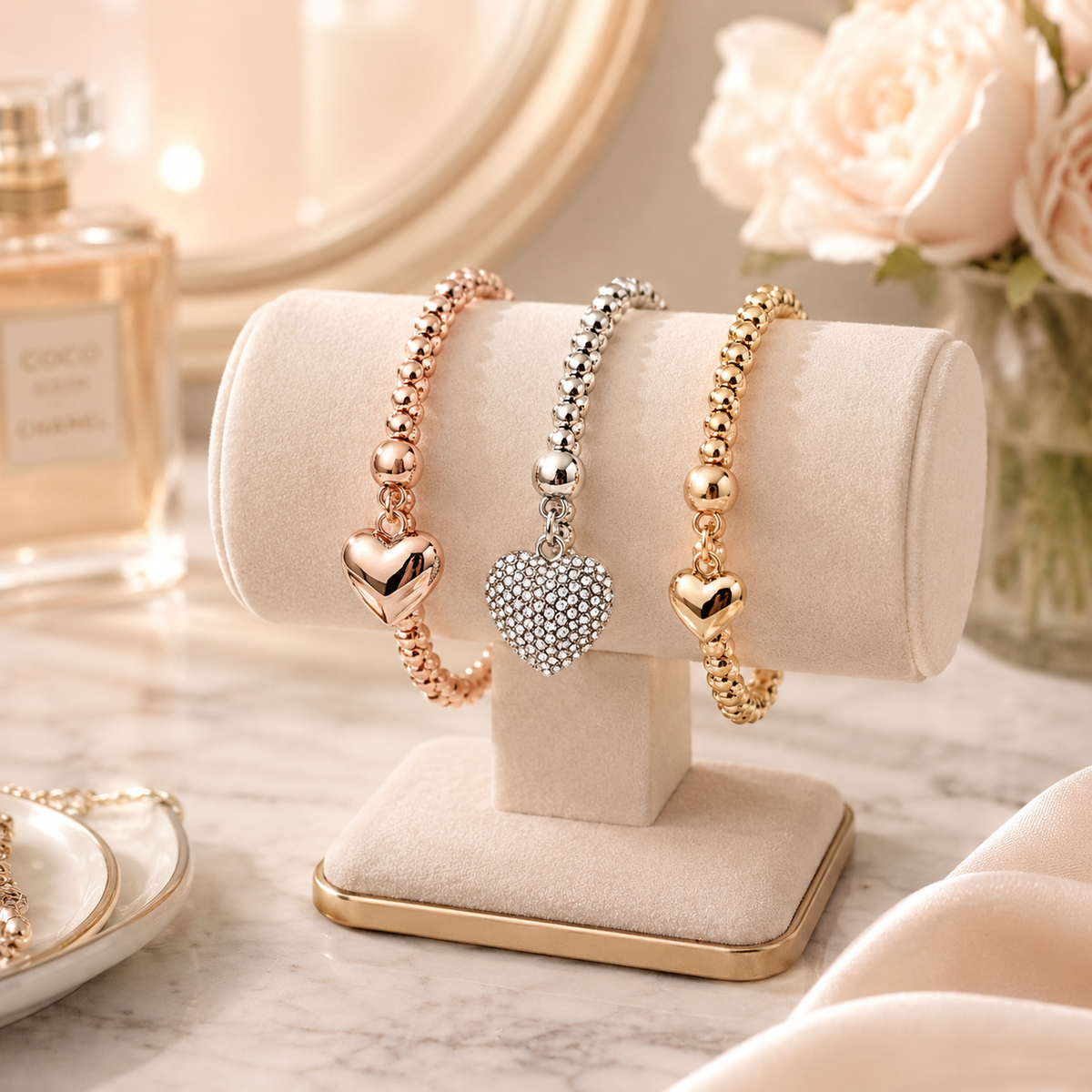 Radiant Hearts Trio Bracelet Set - Kim’s Signature Beauty & Accessories