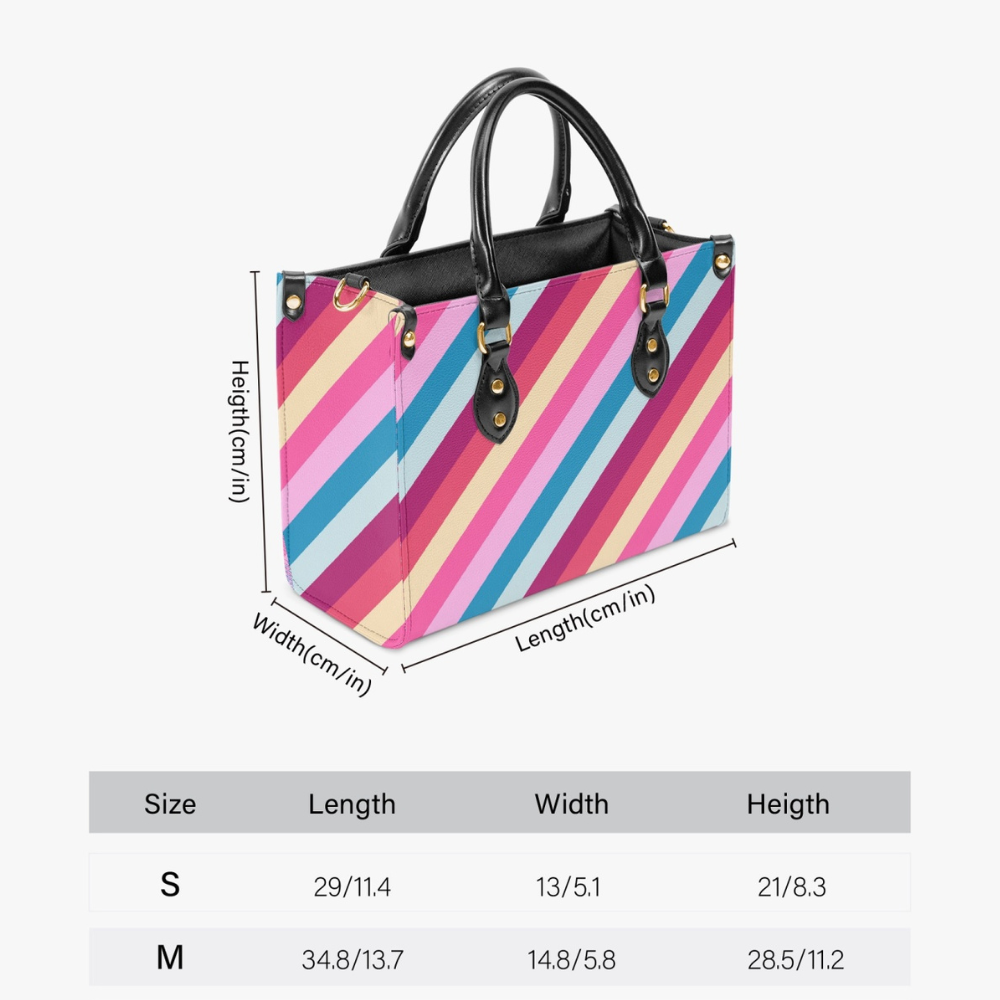 Rainbow Stripe PU Leather Handbag - Kim’s Signature Beauty & Accessories    
