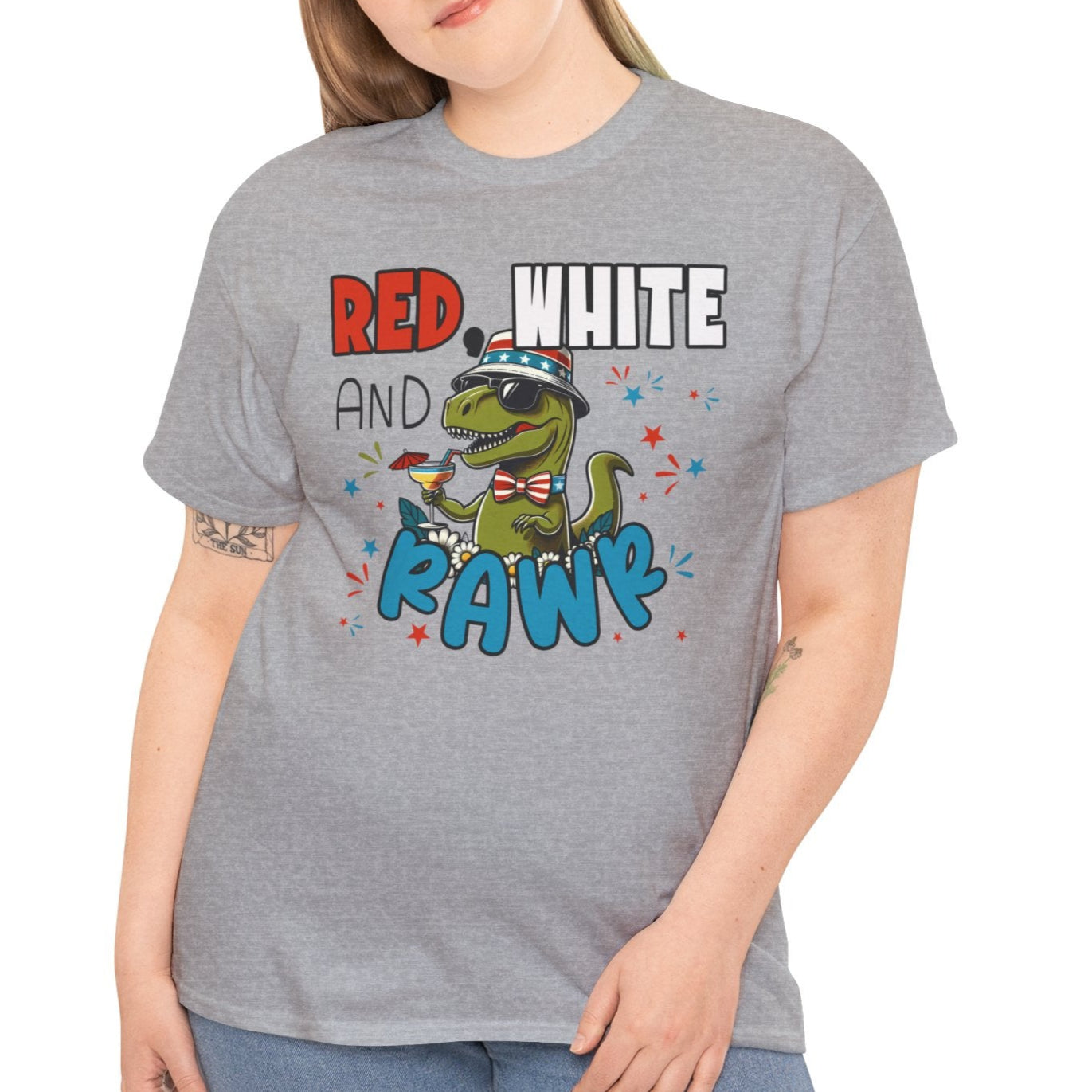 Rawr of July Patriotic Dino Unisex T-Shirt - Kim’s Signature Beauty & Accessories    