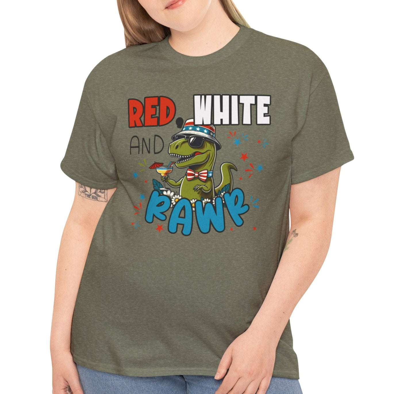 Rawr of July Patriotic Dino Unisex T-Shirt - Kim’s Signature Beauty & Accessories    