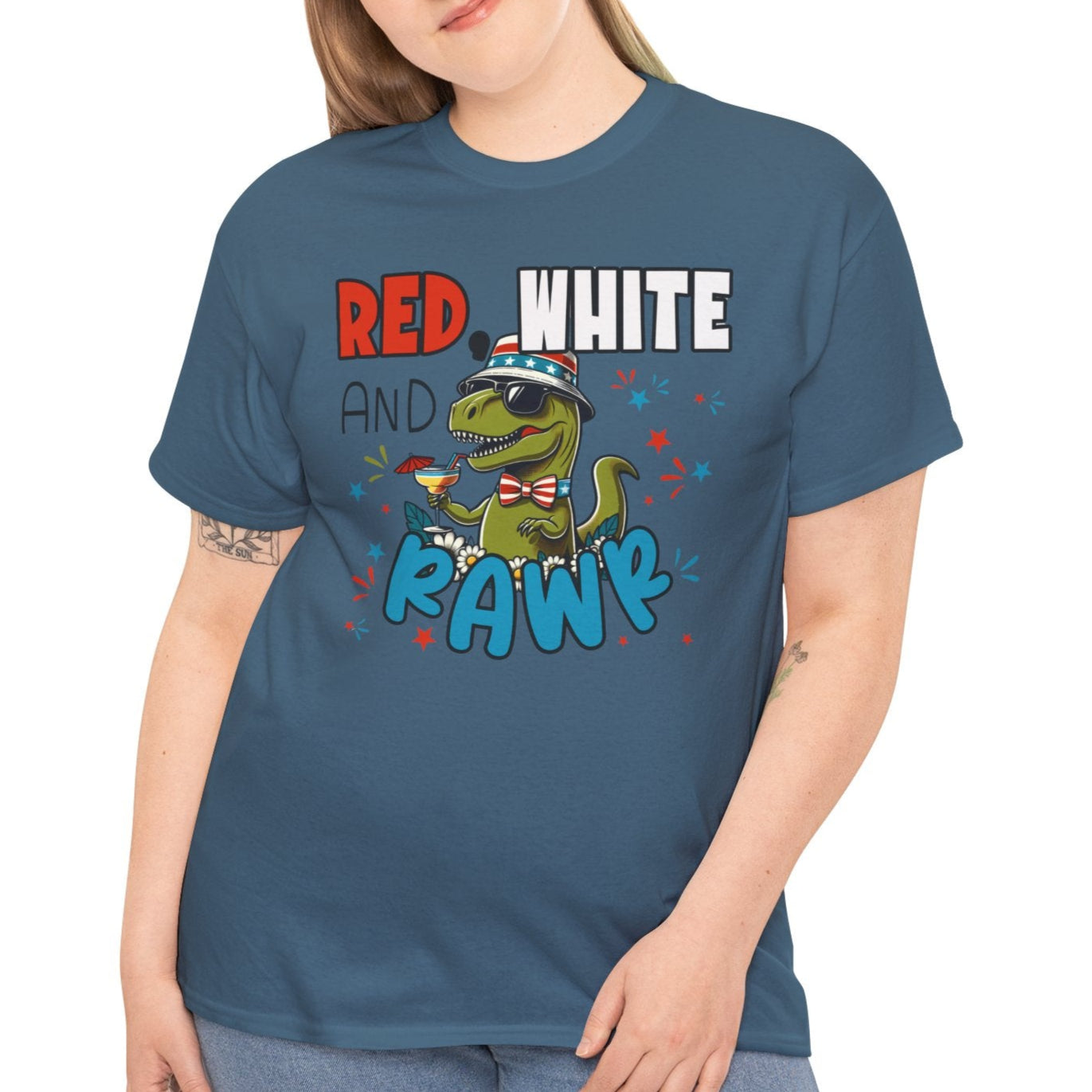 Rawr of July Patriotic Dino Unisex T-Shirt - Kim’s Signature Beauty & Accessories    