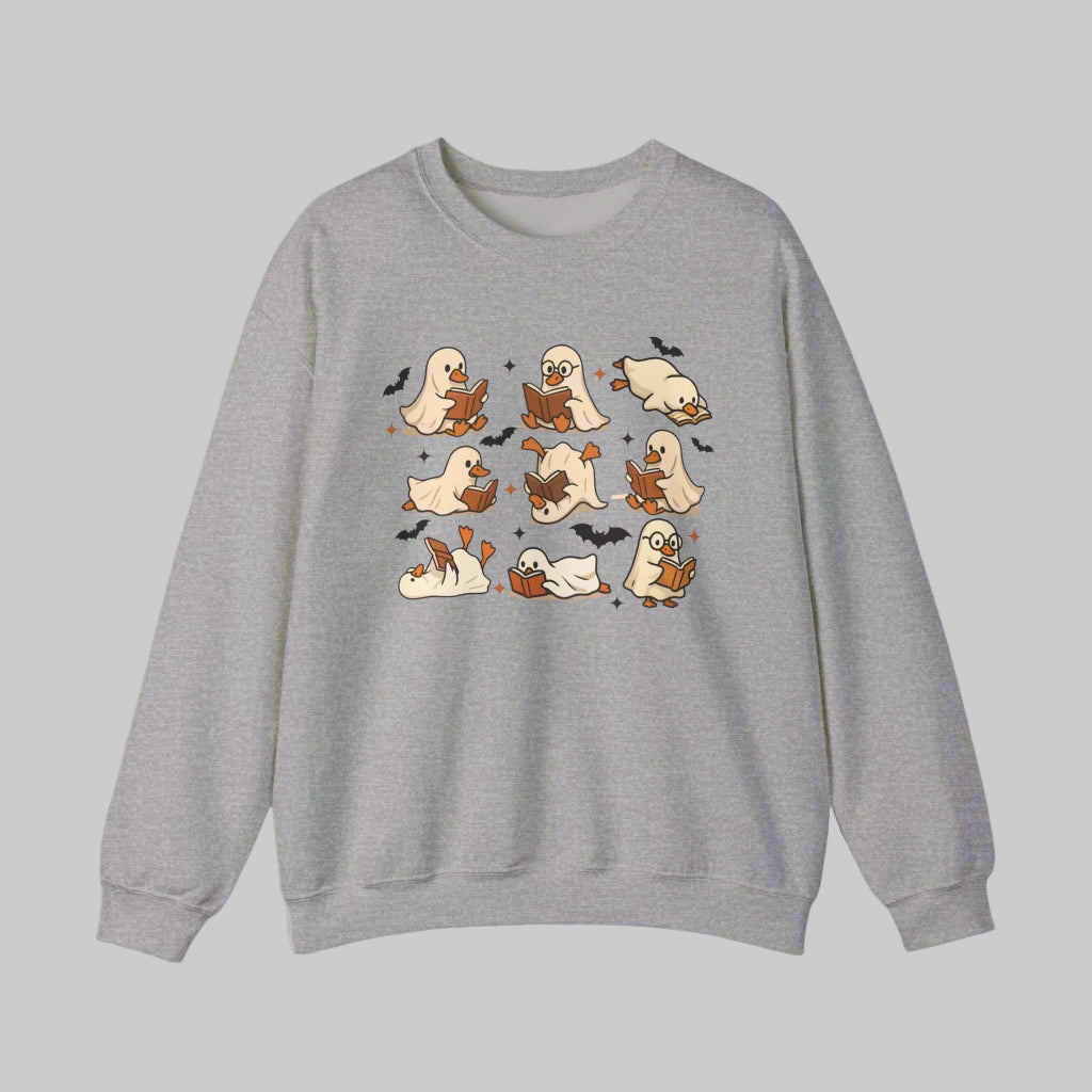 Reading Duck Ghosts Halloween Sweatshirt – Cozy Bookish Crewneck - Kim’s Signature Beauty & Accessories    