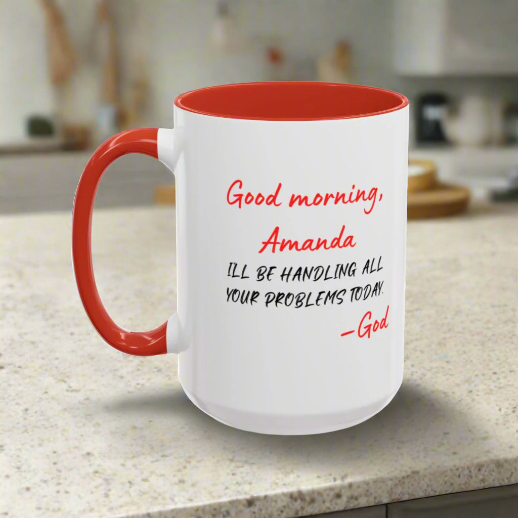 Red Accent White Coffee Mug (11, 15oz) - Kim’s Signature Beauty & Accessories    