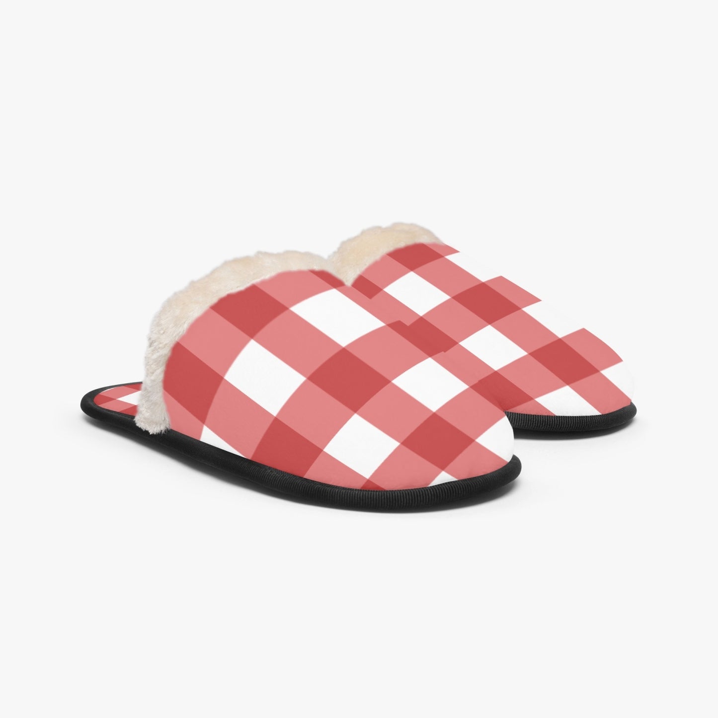 Red & White Checkered cozy slippers - Kim’s Signature Beauty & Accessories    
