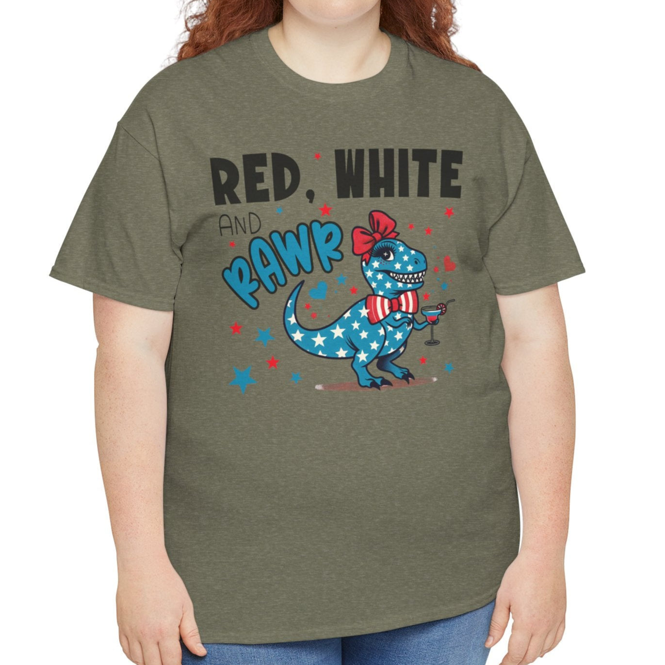 Red, White & Rawr – Patriotic Dinosaur T-Shirt - Kim’s Signature Beauty & Accessories    