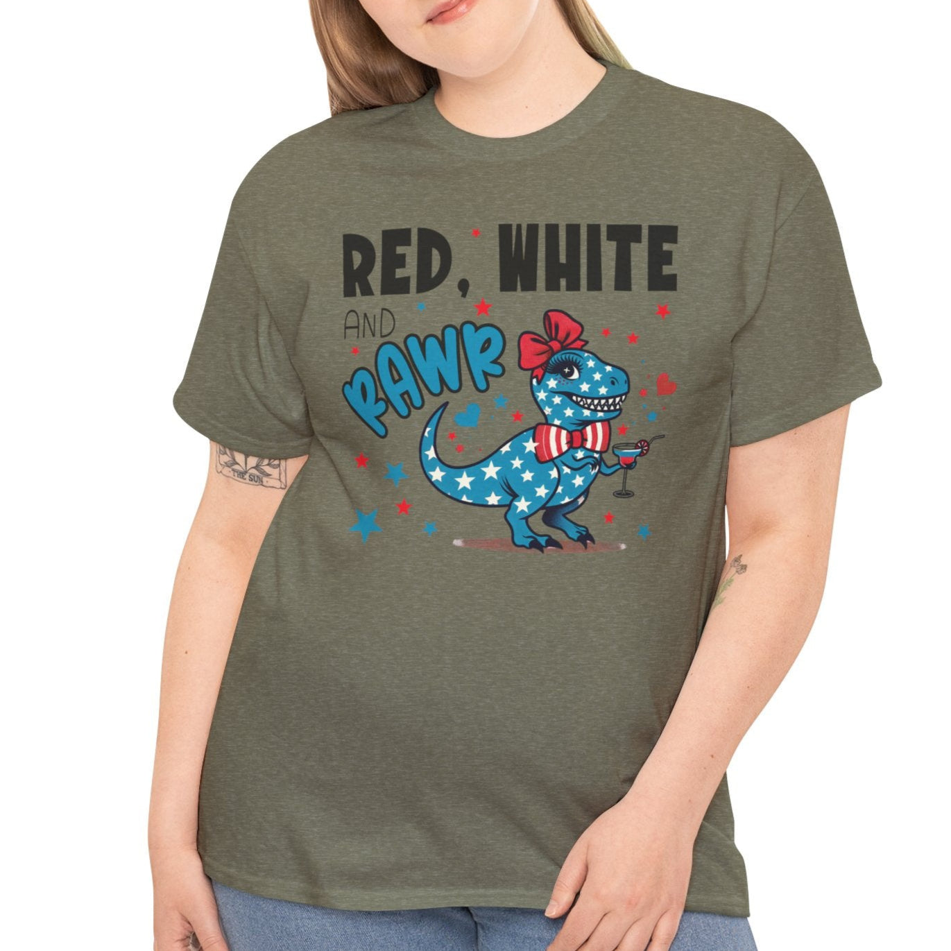 Red, White & Rawr – Patriotic Dinosaur T-Shirt - Kim’s Signature Beauty & Accessories    