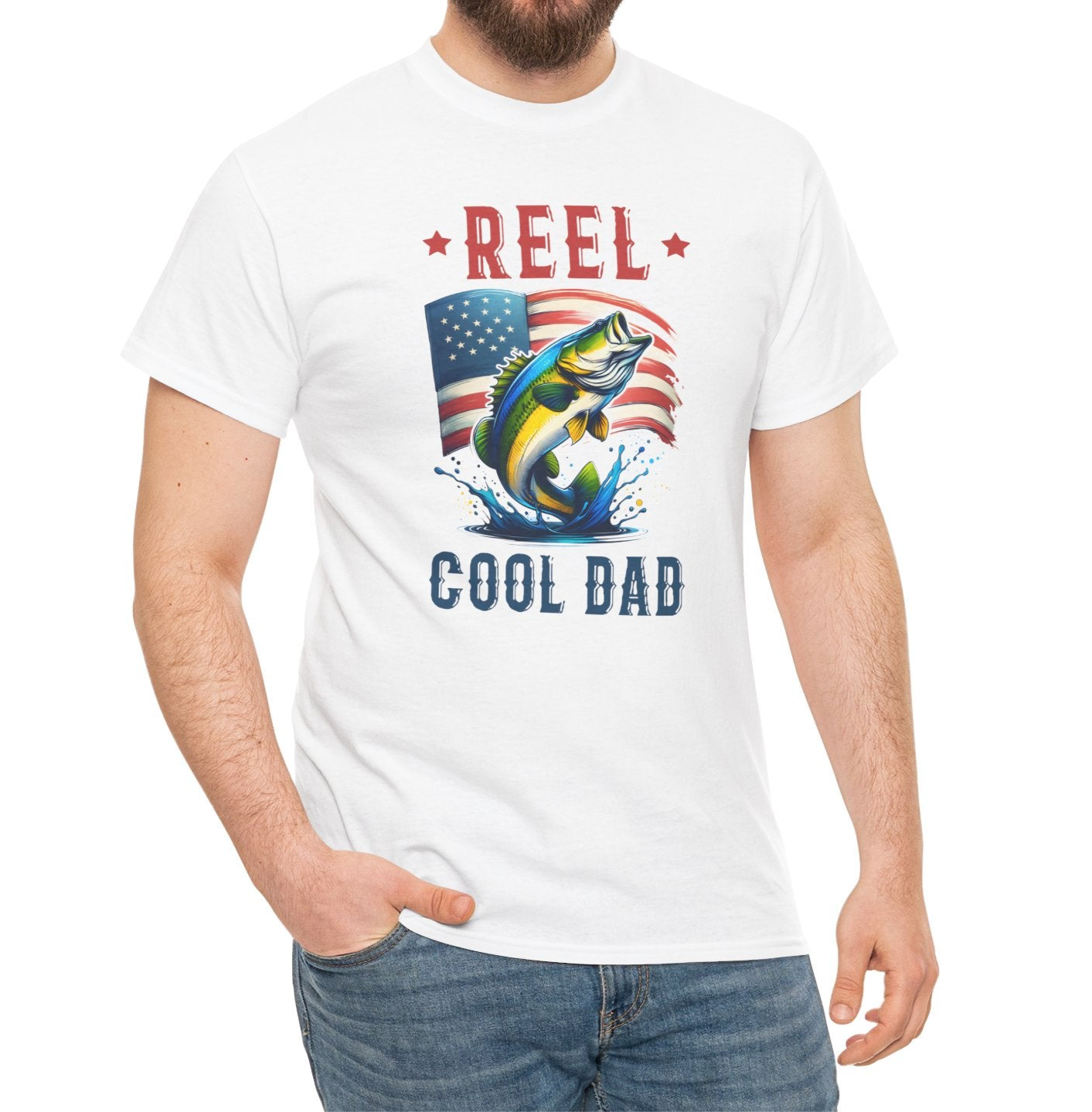 Reel Cool Dad American Flag Fishing Tee - Kim’s Signature Beauty & Accessories    