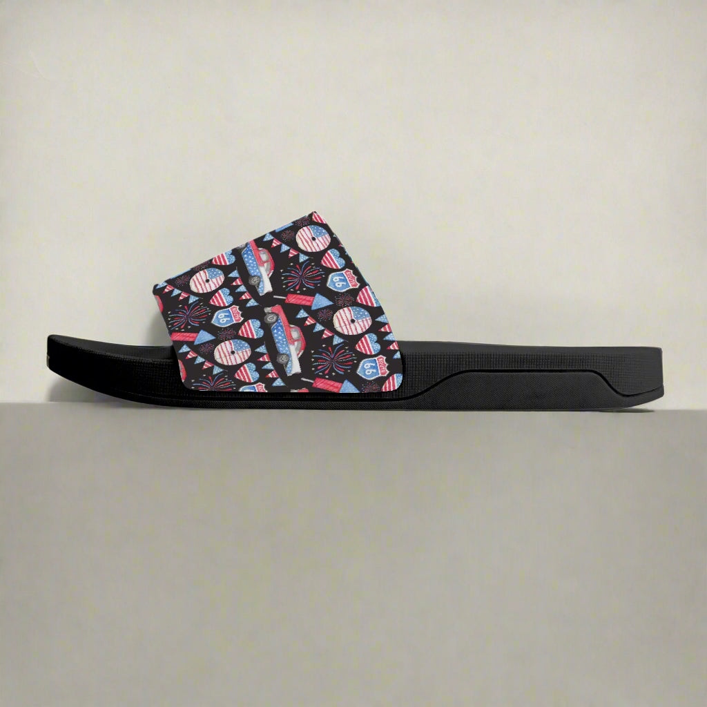Retro Americana Route 66 Slides -Fireworks & Classic Car - Kim’s Signature Beauty & Accessories    