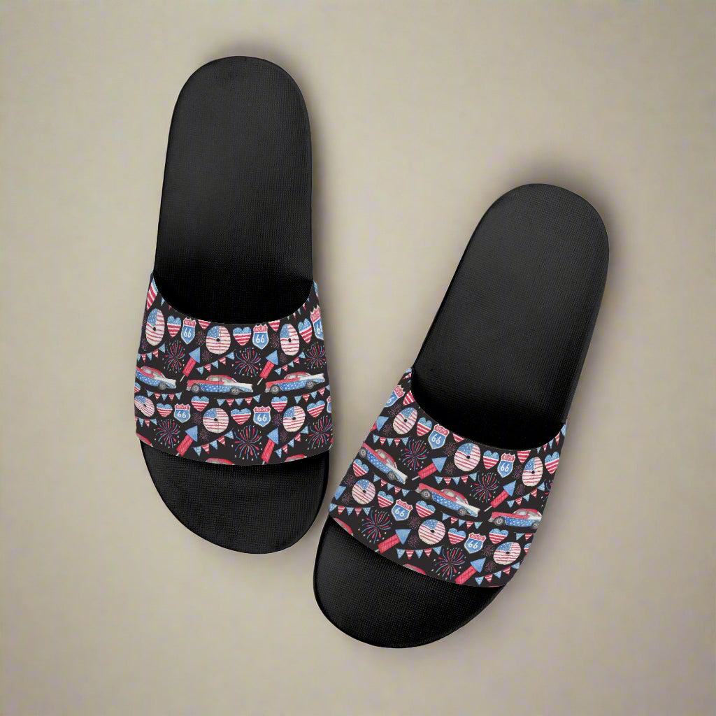Retro Americana Route 66 Slides -Fireworks & Classic Car - Kim’s Signature Beauty & Accessories    