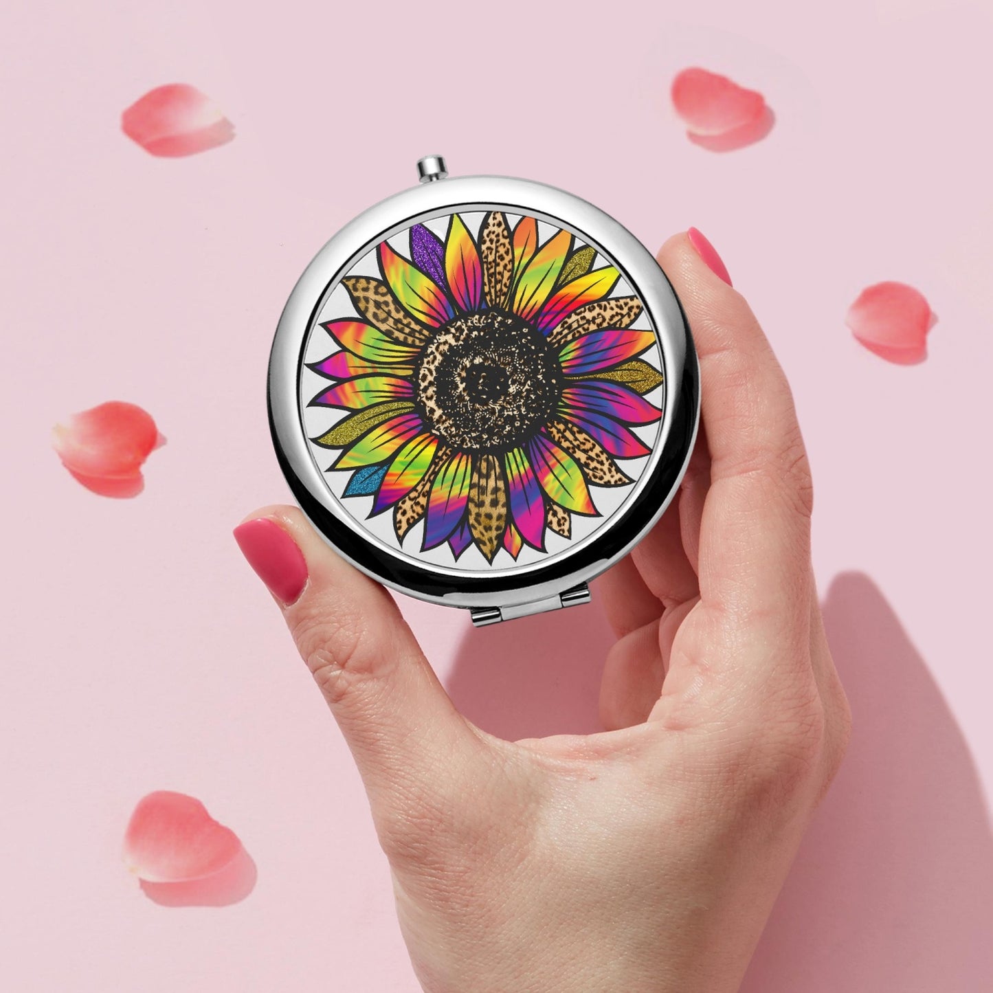Retro Floral Compact Mirror – Travel-Friendly Makeup Accessory - Kim’s Signature Beauty & Accessories    