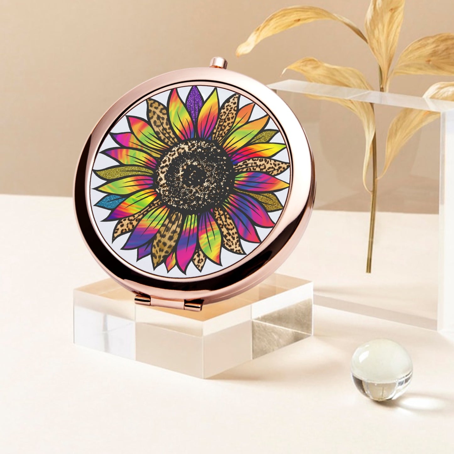Retro Floral Compact Mirror – Travel-Friendly Makeup Accessory - Kim’s Signature Beauty & Accessories    