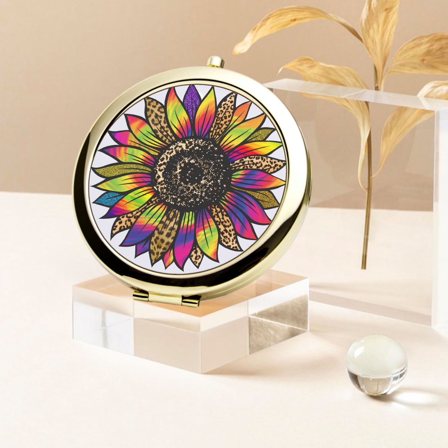 Retro Floral Compact Mirror – Travel-Friendly Makeup Accessory - Kim’s Signature Beauty & Accessories    