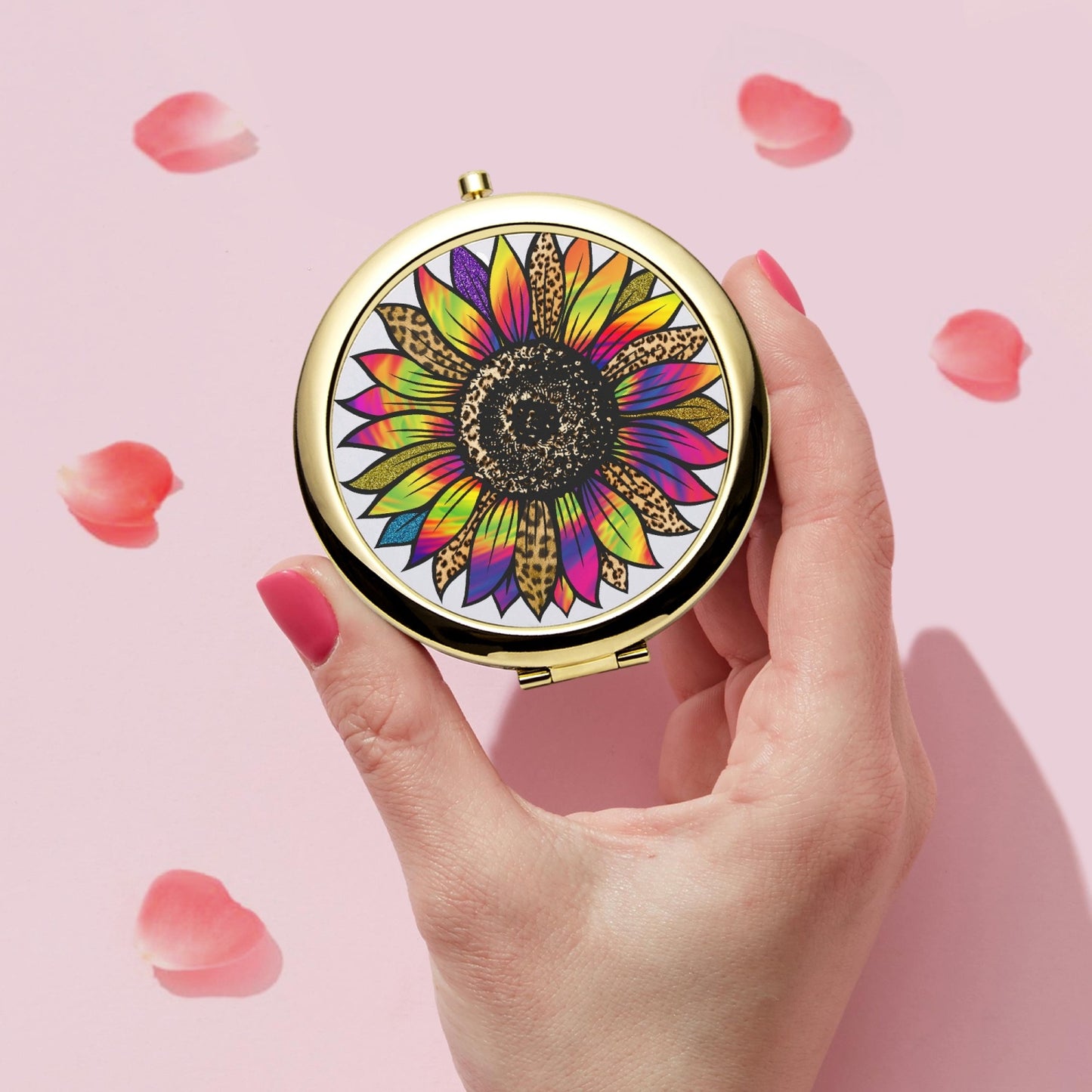 Retro Floral Compact Mirror – Travel-Friendly Makeup Accessory - Kim’s Signature Beauty & Accessories    