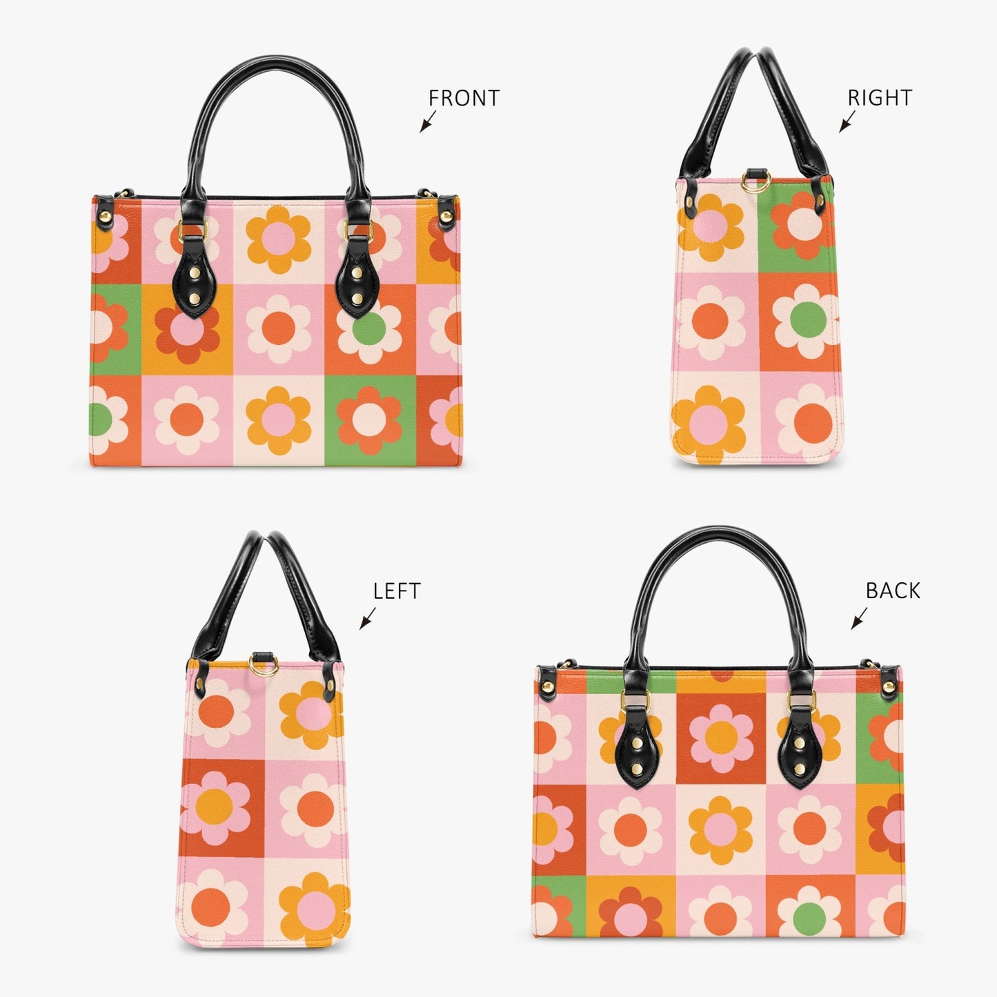 Retro Floral PU Leather Handbag - 2 Sizes - Kim’s Signature Beauty & Accessories    